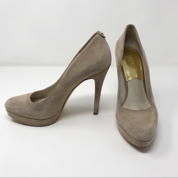 Michael Kors York Suede Beige Platform Pumps 9.5 - Picture 1 of 8
